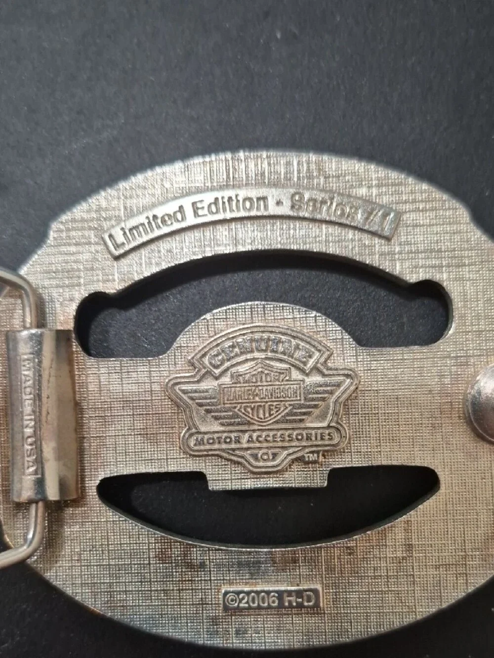 Vintage Harley-Davidson Silver Winged Skull Belt Buckle